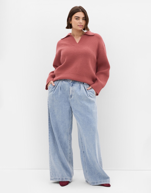 City Chic - Plus size Star Alley Collared Jumper - rose