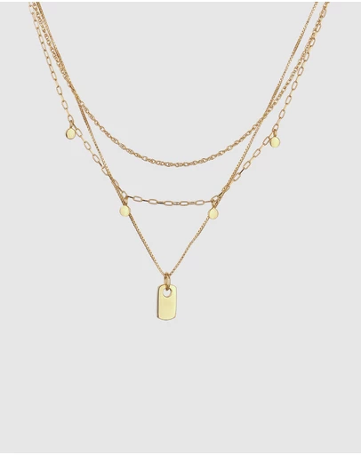 Elli Jewelry - Necklace Layer Disc 925 Sterling Silver Gold-Plated