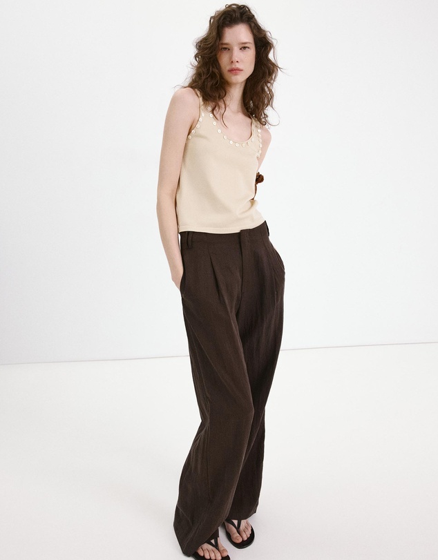 M.N.G - Sleeveless Top with Decorative Buttons