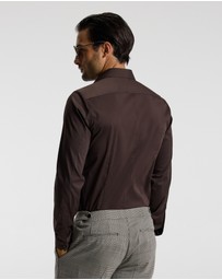 Calibre - Stretch Cotton Poplin Shirt Chocolate