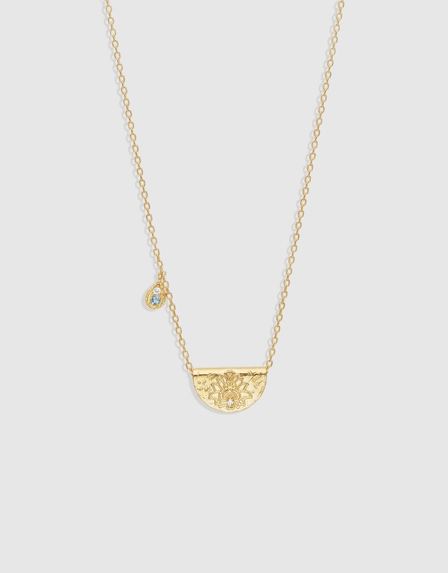 By Charlotte - Gold Lotus Birthstone Necklace - March