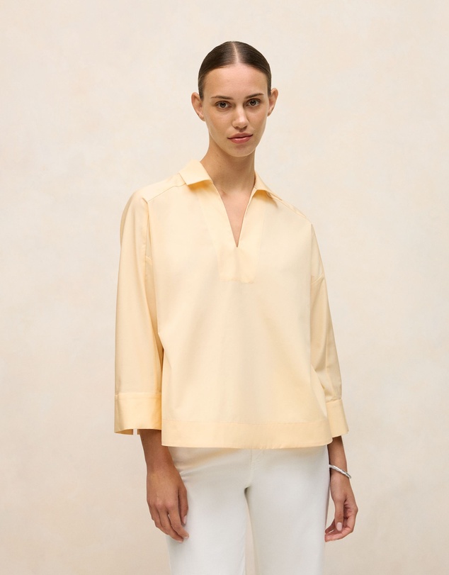Trenery - Fine Poplin Popover Shirt in Butter