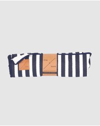 Mog & Bone - Fleece Dog Pet Blanket - Navy Hamptons Stripe Print