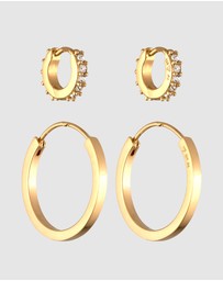 Elli Jewelry - Earrings Set Crystal 925 Sterling Silver Gold-Plated