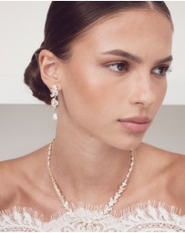 The White Collection - Clara - Gold Bridal Drop Earrings