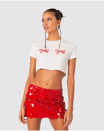 EDIKTED - Bowie Embroidered Cropped T-Shirt