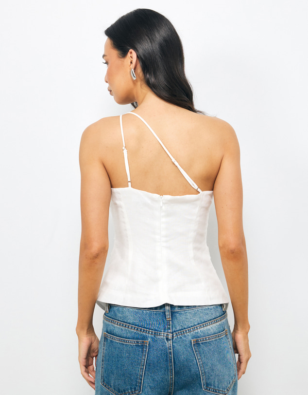AERE - Fleur Asymmetric One Shoulder Bead Top