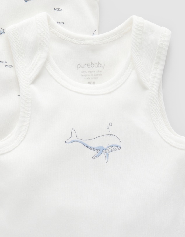 Purebaby - 2 Pack Singlet Bodysuit-Babies