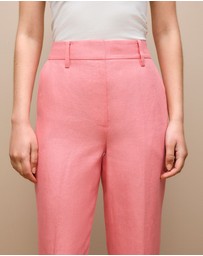 Trenery - Linen Tapered Leg Pant in Pink Peony