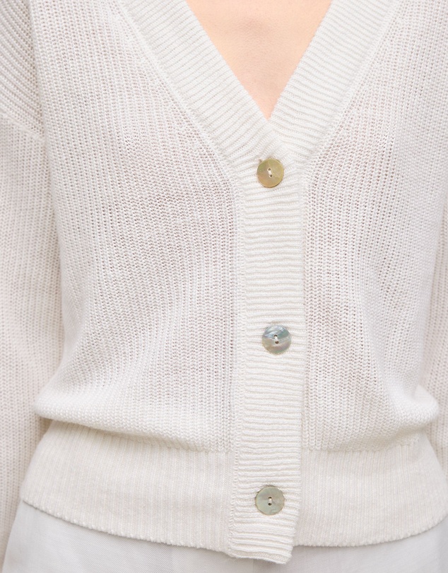Trenery - Linen Relaxed Cardigan in Ivory