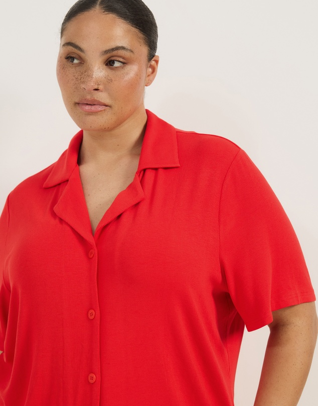 Atmos&Here Curvy - Darcey Soft Ribbed Short Sleeve Pyjama Set