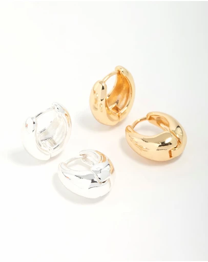 Lovisa - Mixed Metal Hoop Earrings 2-Pack