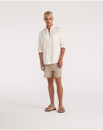 Calibre - Washed Linen Button Down Shirt Cream