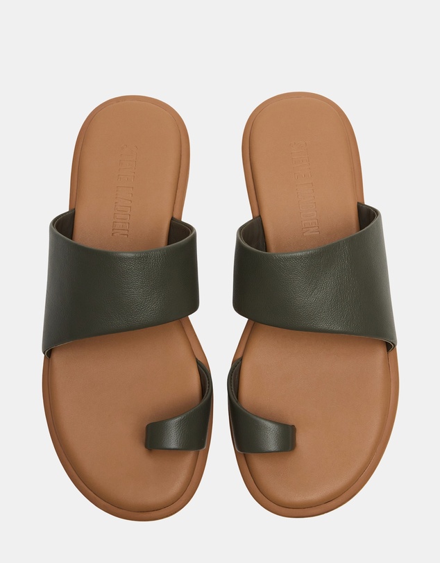 Steve Madden - Zani Olive Leather Sandals
