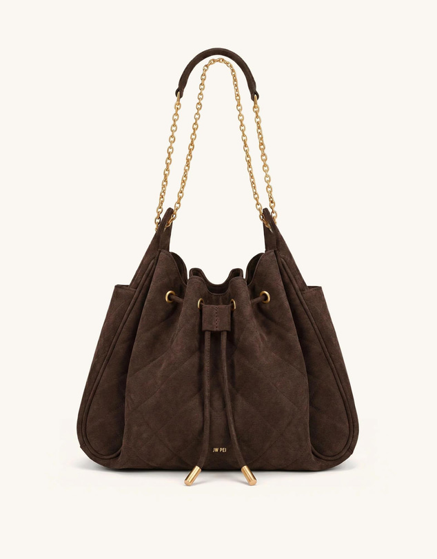 JW PEI - Rowan Faux Suede Quilted Chain Bucket Bag