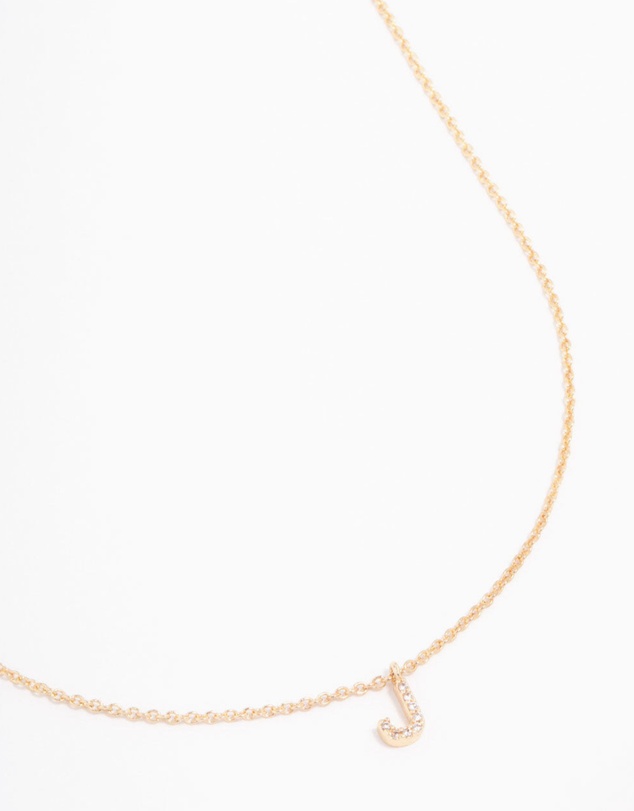 Lovisa - Gold Plated Cubic Zirconia Letter J Necklace