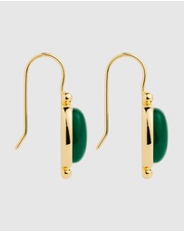 Najo - Fleur Yellow Gold Green Onyx Earrings
