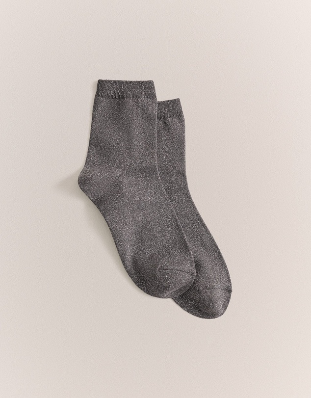 Trenery - Metallic Rib Crew Sock in Cinder