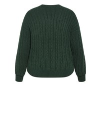 City Chic - Plus size Kenia Crew Neck Knit Jumper - hunter green