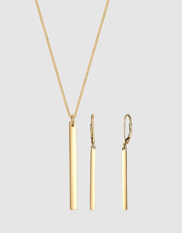 Elli Jewelry - Jewelry Set Bar Design 925 Sterling Silver Gold-Plated