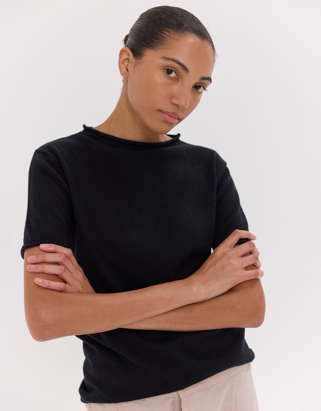 Cloth & Co. - The Funnel Neck Tee Black
