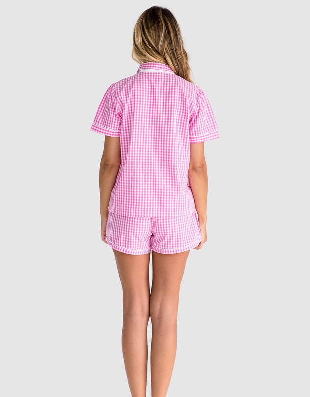 Sant And Abel - Women's Hepburn Gingham Pink Short PJ Set