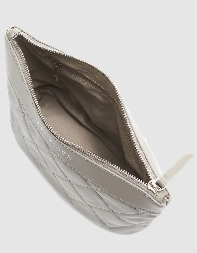 JETT BLACK - The Bondi Silver Quilted Clutch Pouch Zip Case