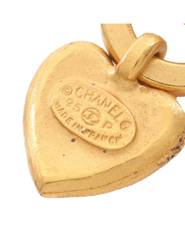 Pre-Loved by Azura Reborn - Pre-Loved Gold Plated CC Heart Drop Clip On Earrings