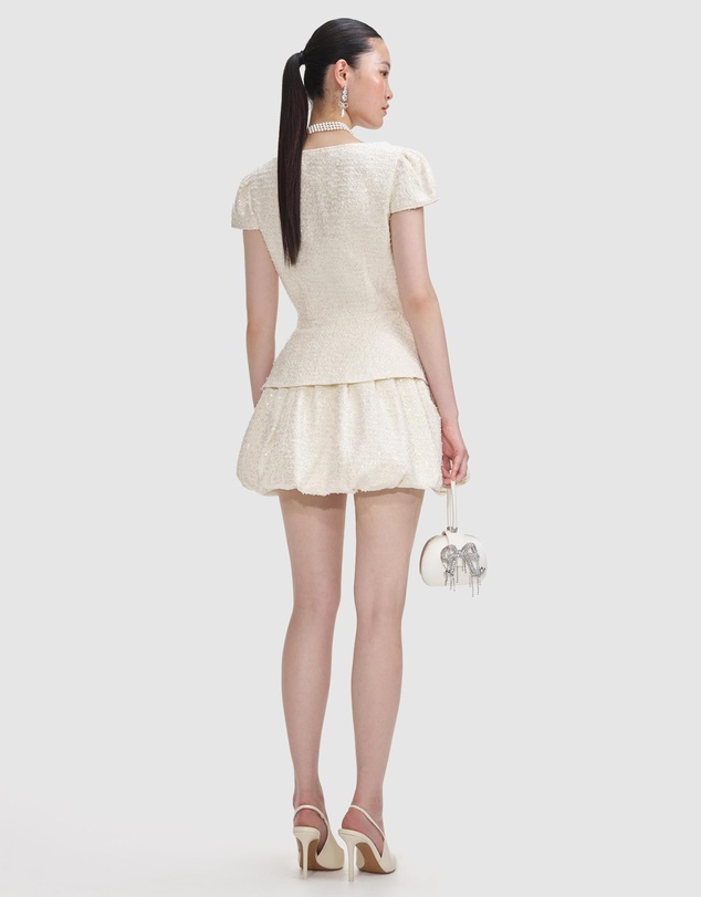 Self Portrait - Boucle Bow Detail Mini Dress