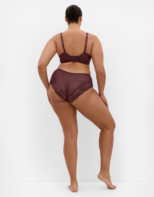 City Chic - Plus size Helena Ouvert Cheeky Panty - bordeaux