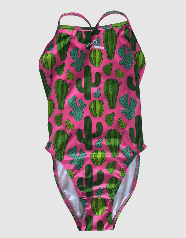 Salty Johnson - Prickly Business Pink Thin Strap One Piece