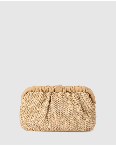 Olga Berg - AMALIA Pleated Woven Clutch