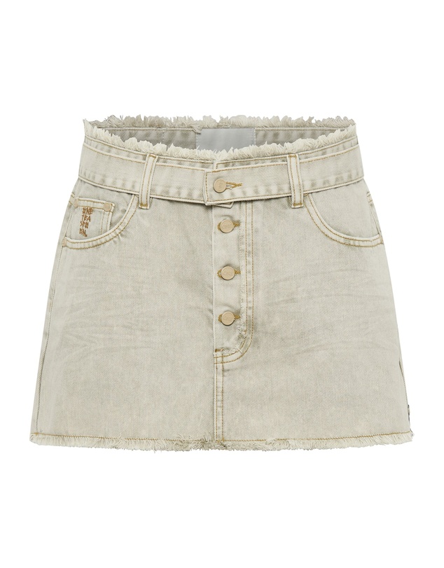 ONE TEASPOON - Antique White Belted Max Denim Mini Skirt