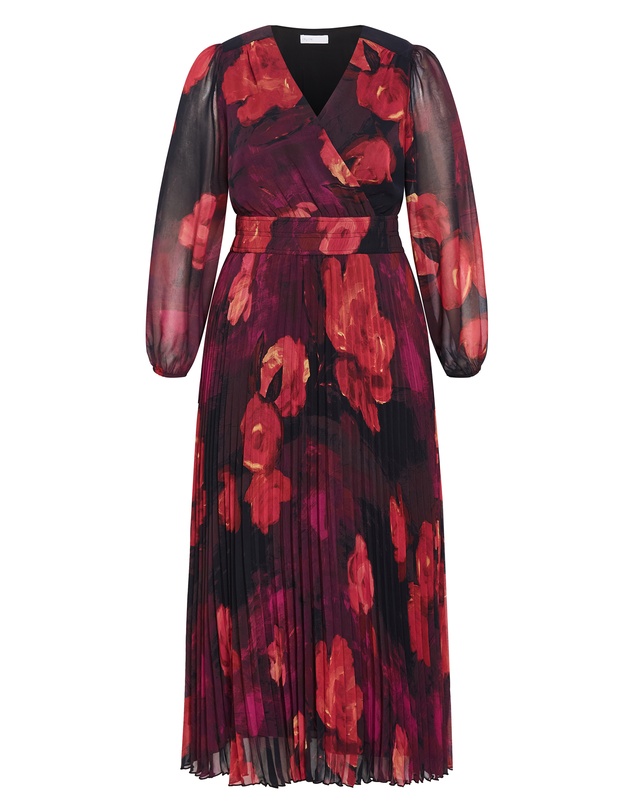 City Chic - Gia Floral Print Pleat Dress