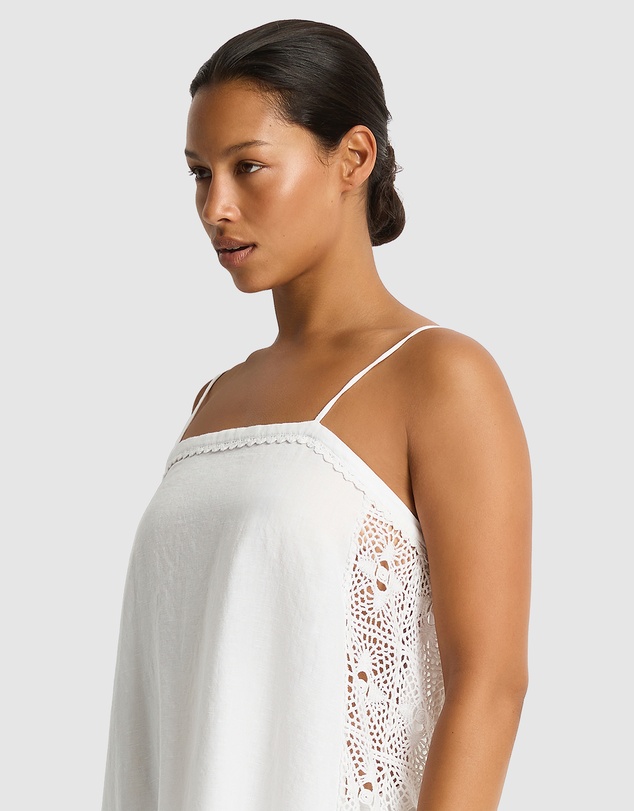 Sea Level Australia - Shore Linen Panelled Bandeau Lace Short Dress