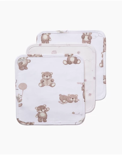 Living Textiles - 3 Pack Organic Wash Cloths - Cuddly Bear