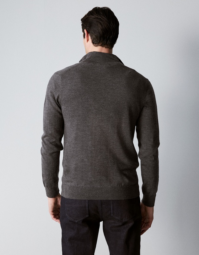 Trenery - Merino Half Zip Knit in Charcoal