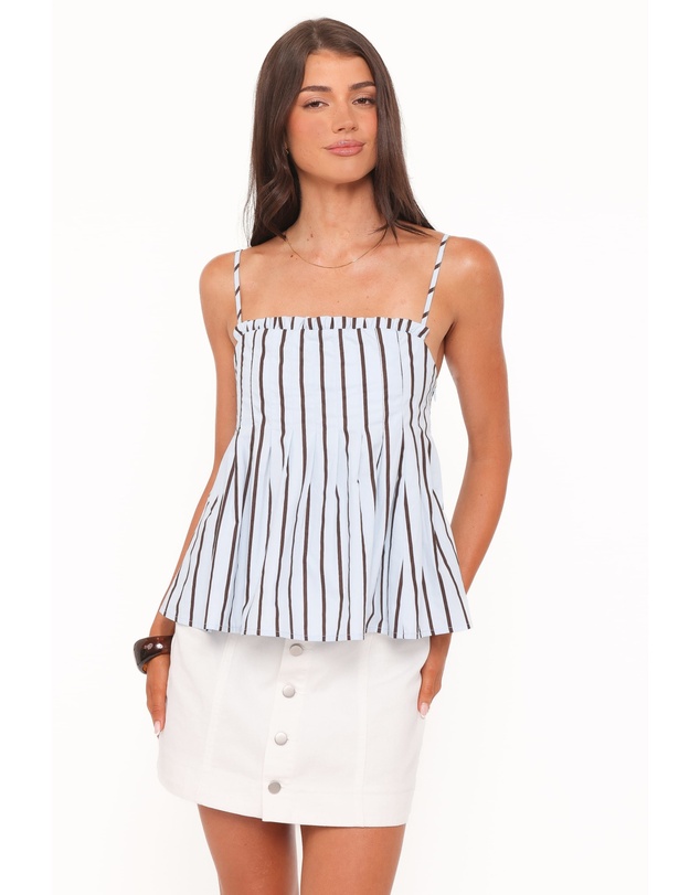 Petal & Pup - Dulce Top - Blue/Brown Stripe