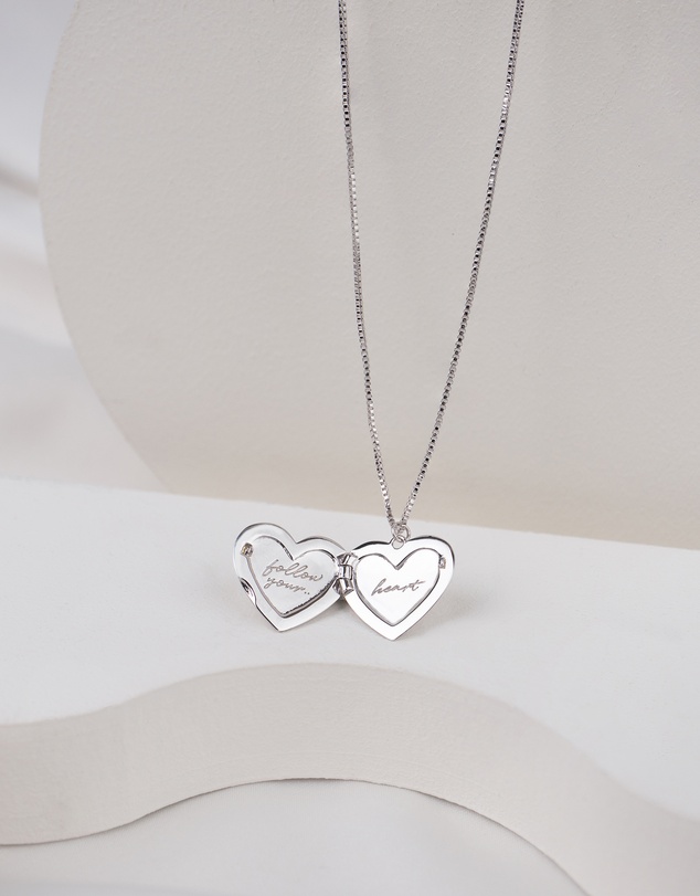 Wanderlust + Co - Heart Silver Locket Necklace