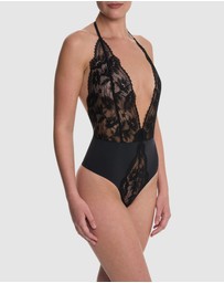Natori - Fleur Thong Cut Halter Lace Lingerie Bodysuit