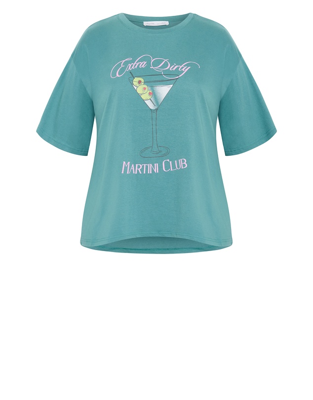 City Chic - Oversized Martini Print Tee