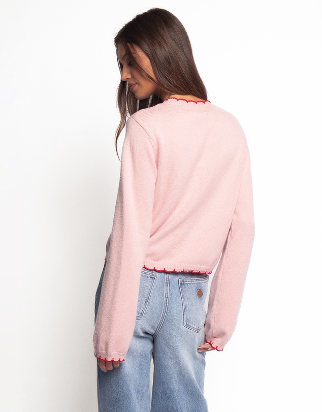 Petal & Pup - Payton Scallop Cardigan - Pink Red