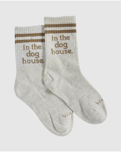Skwosh - Dog House Kids Socks in Brown Stripe
