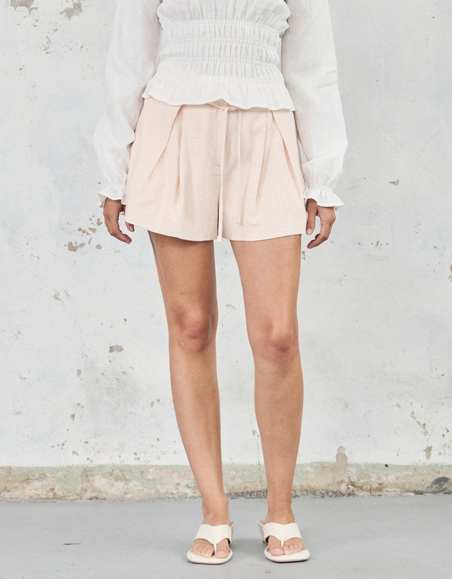 FRIEND of AUDREY - The Linen-Blend A-Line Shorts