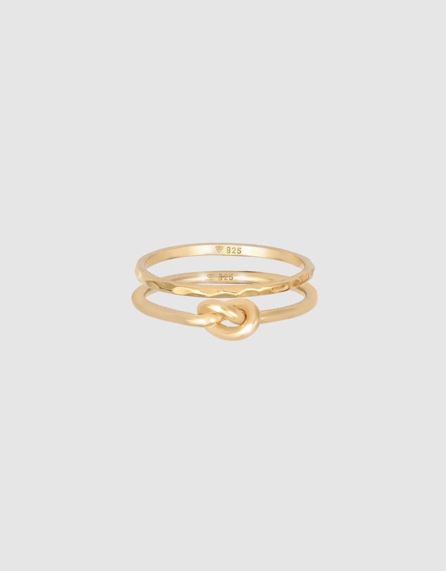 Elli Jewelry - Filigree Knot Ring Set in Gold-Plated 925 Silver