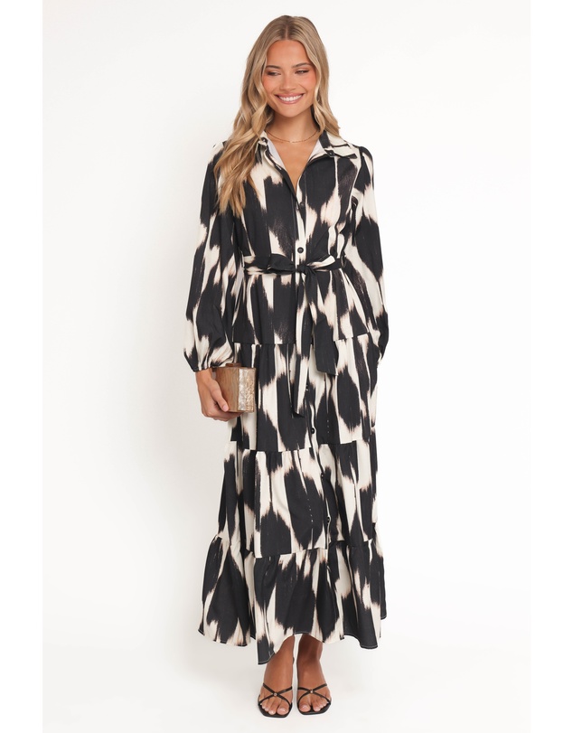 Petal & Pup - Lincoln Long Sleeve Maxi Dress - Black Print