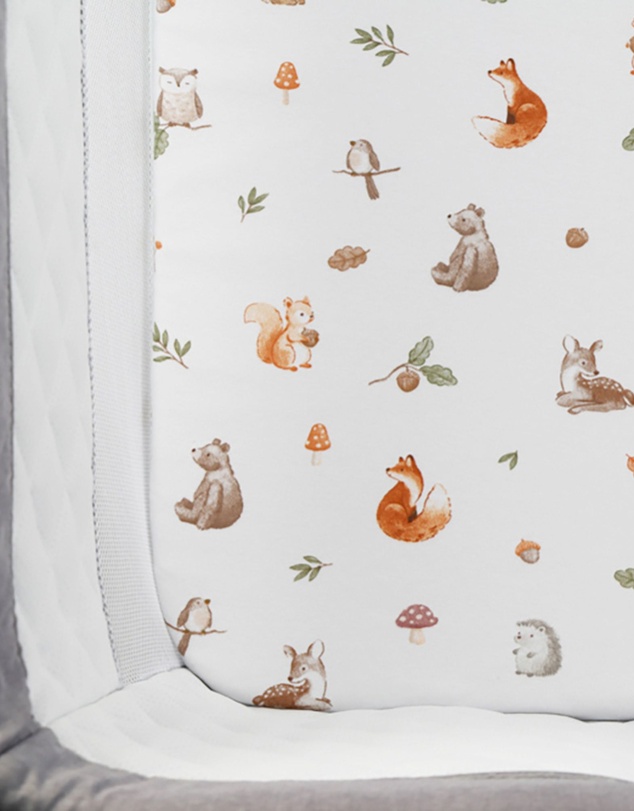 Living Textiles - 2 Pack Organic Bedside Sleeper Fitted Sheet - Fox & Friends