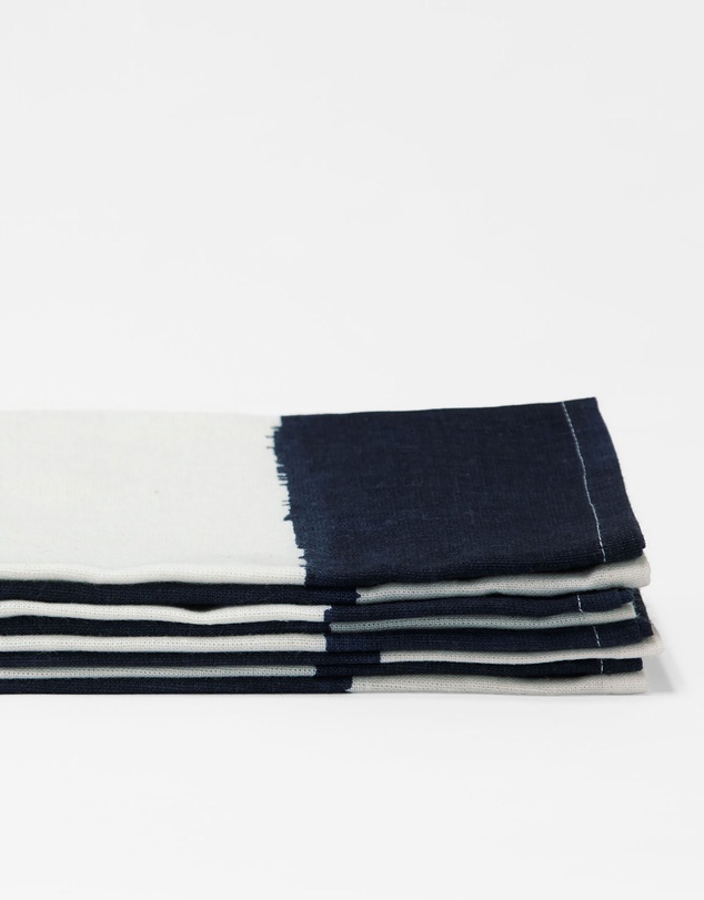 Aura Home - Riviera Stripe Cotton Linen Napkins - Set of 4