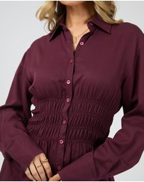 All About Eve - Aae Ruched Shirt Burgundy