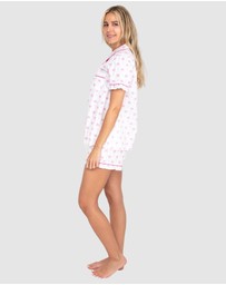 Sant And Abel - Women's Pink Palm Tree Short Sleeve Pajama Set